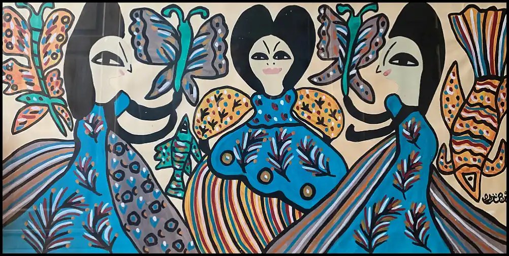 1988 - BAYA, Les trois Grâces, 1988. Gouache sur papier, 49,5 x 98,5 cm 1